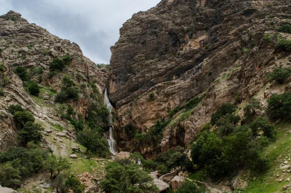 آبشار نوژیان لرستان و جوش وخروش آب میان جنگل